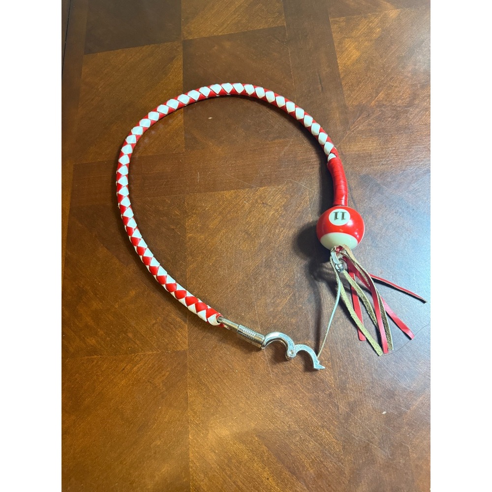 Red White Leather Motorcycle Getback Whip Billiard 11 Pool Ball Panic
